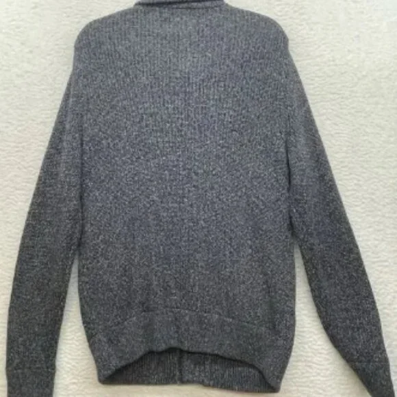 J Crew Sweater Mens Medium Gray Marled Cotton Mockneck Cardigan Cozy Knit Preppy